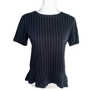 Banana Republic Blue and White Short Sleeve Flare Bottom  Size Small